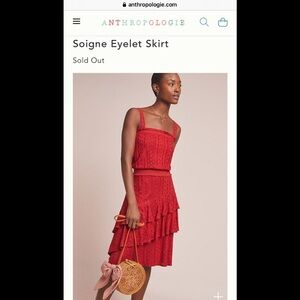 New Anthropologie Soigne Eyelet skirt xl red